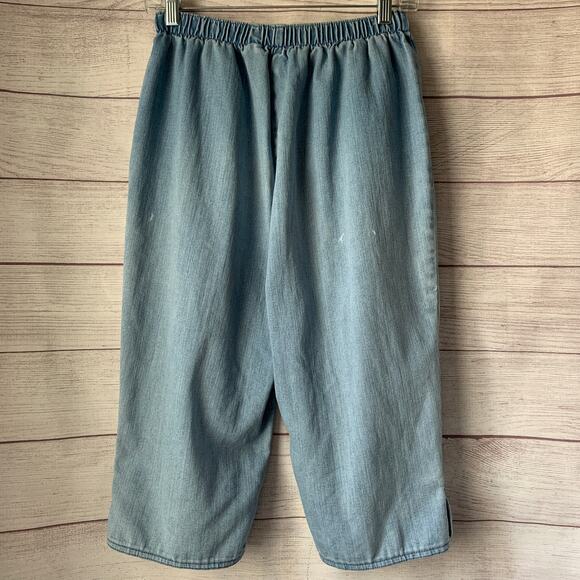 Allison Daley Retro Denim Jean Capris Pull On Button Detail Legs Size 6 Petite - Picture 5 of 16